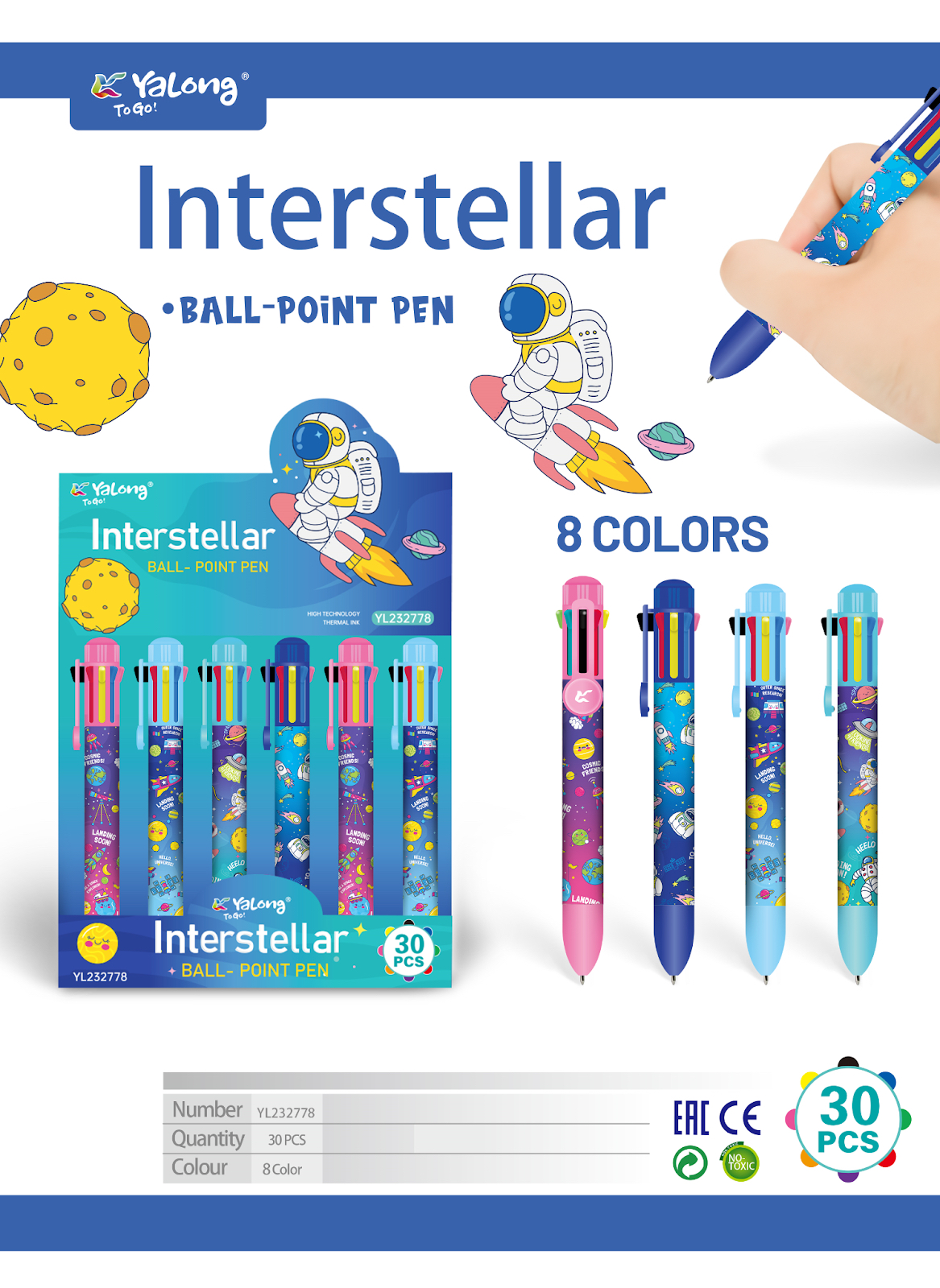 STYLO A BILLE YALONG ANIMAL 8 COULEURS