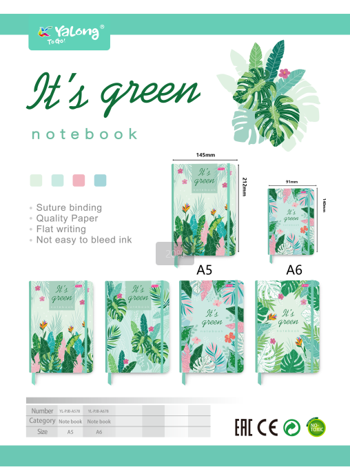 NOTEBOOK YALONG GREEN BAND A5