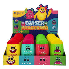 Taille-crayon double trou + gomme monstre