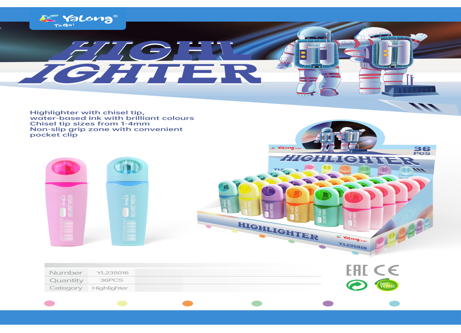 MARQUEUR FLUO YALONG ASTRONAUT